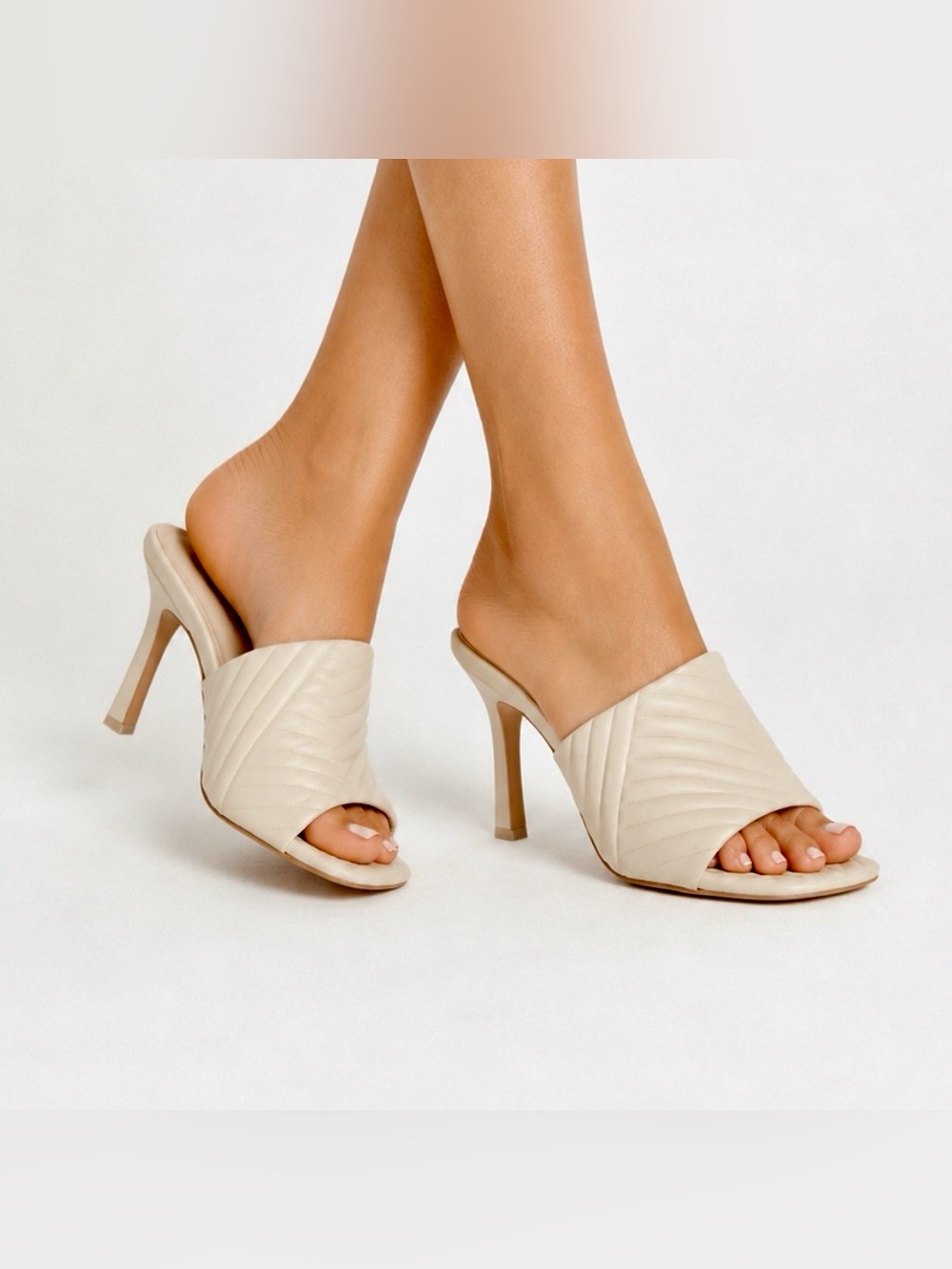 Antonio Melani Mazie Leather Slide Heels | Women’s Size 9.5M | Ivory